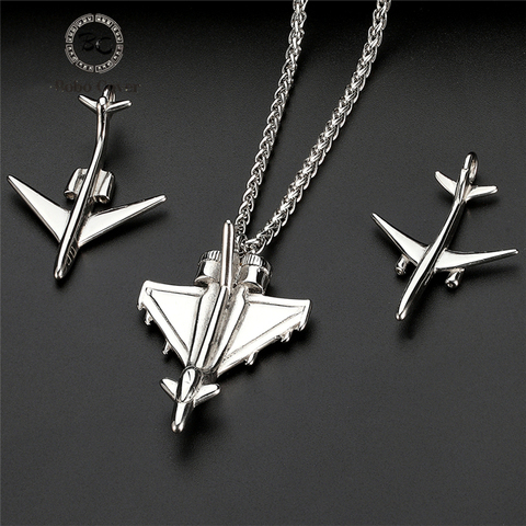 Colgante de avión Punk para hombre y mujer, cadena larga de acero inoxidable personalizada, collar de avión, joyería, regalo ► Foto 1/6