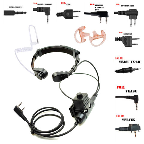 Micrófono Walkie Talkie de alta resistencia U94 PTT, micrófono de cuello y garganta, auricular táctico de Radio para Baofeng Kenwood MIDLAND motorola ► Foto 1/4