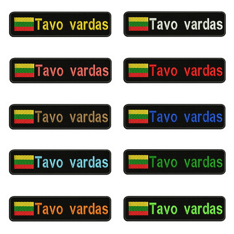 Parches de respaldo para ropa, bordado personalizado con nombre, Parche de texto a rayas, insignia de hierro o Velcro, 10x2,5 cm ► Foto 1/6