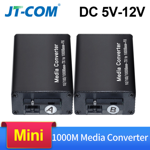 Mini convertidor de medios Gigabit DC 5V-12V 20KM 1000M, fibra óptica a RJ45, interruptor Ethernet de modo único, transceptor óptico SM SC FTTH ► Foto 1/6