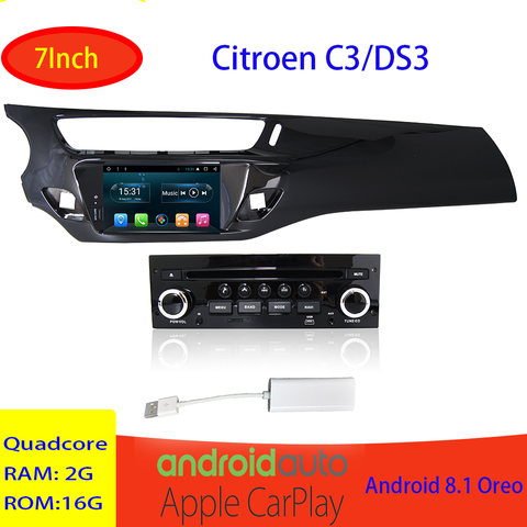 Reproductor multimedia de vídeo sin DVD para coche, navegación gps para Citroen DS3 C3 picasso 0 android, autorradio audio, cabezal, unidad No-2din ► Foto 1/6