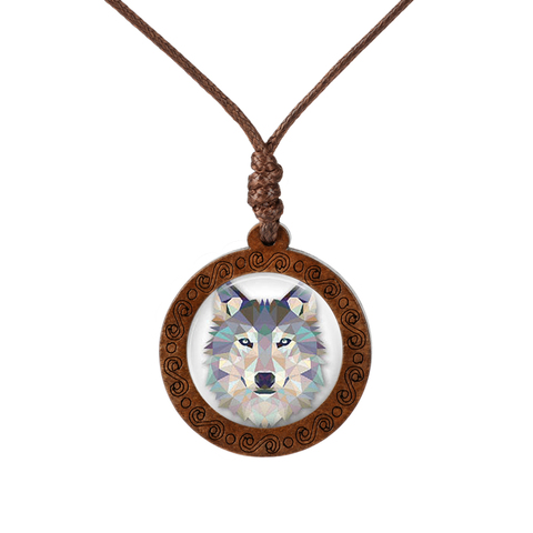 Collar de cristal estilo cabujón para niña y niño, gargantilla de Koala, Tigre, Lobo, Animal salvaje, pintura artística, colgantes de madera, cadena de cuerda de cera, joyería para niño 2022 ► Foto 1/6