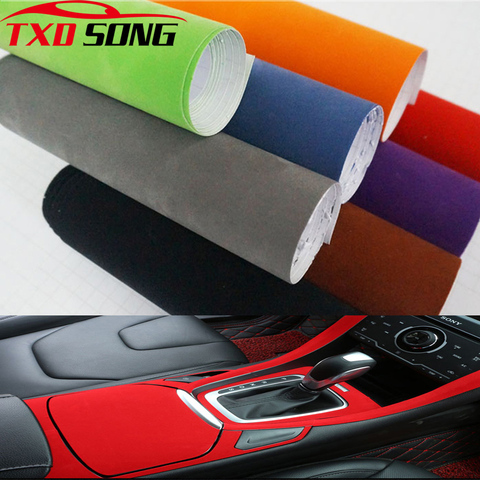 Película de vinilo de ante de tela de terciopelo de 50x200cm, pegatina de revestimiento para coche, autoadhesiva, accesorios de estilismo para coche ► Foto 1/6