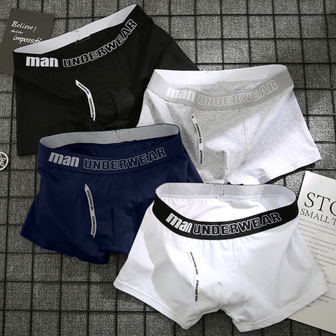 Bóxer de algodón puro para hombre, ropa interior, calzoncillos cortos cómodos, sólido, Sexy ► Foto 1/6