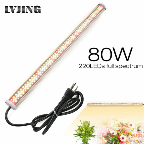 LVJING-Barra de tubo de fitoamplificador de espectro completo, luz Led de 80W para invernadero interior, planta, semillas de flores, tienda de campaña con enchufe ► Foto 1/6