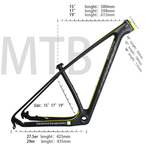 THRUST Cuadro De Carbono-Cuadro de bicicleta de montaña, 29er, 15, 17 y 19, 29 er, BSA, BB30, carga máxima de 250kg, 2 años de garantía, 12 colores ► Foto 1/6