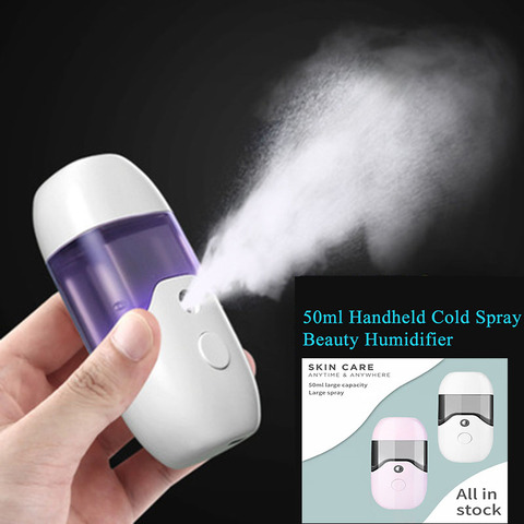 50ml de Spray frío belleza humidificador USB recargable cara pulverizador portátil humidificador Facial mujeres Facial de herramienta ► Foto 1/6