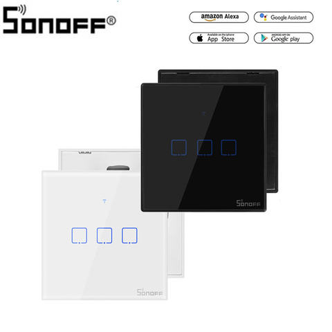 Sonoff-enchufe inteligente TX T2/T3, enchufe de pared inteligente con WiFi, RF 433, aplicación, Control táctil, 1 /2 /3 entradas ► Foto 1/6