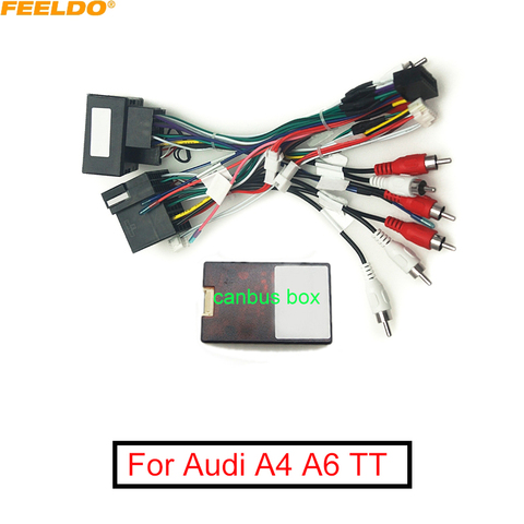 FEELDO de Audio de coche Radio reproductor de CD 16PIN Android de cable adaptador con caja de Canbus para A4 04-06 A6 04 arnés de cableado ► Foto 1/6