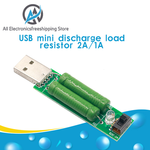 Puerto USB Mini resistencia de carga de descarga medidor de voltaje de corriente Digital probador 2A/1A con interruptor 1A Led verde/2A Led rojo ► Foto 1/6