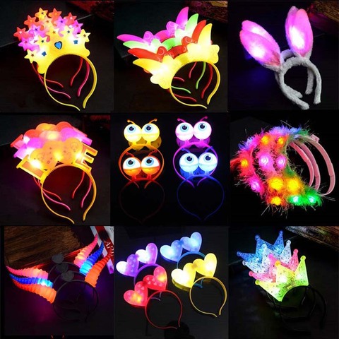 1 piezas nuevo LED parpadeante resplandor diadema las mujeres las niñas corona corazón luz adornos para el pelo accesorios brillo fiesta suministros ► Foto 1/6