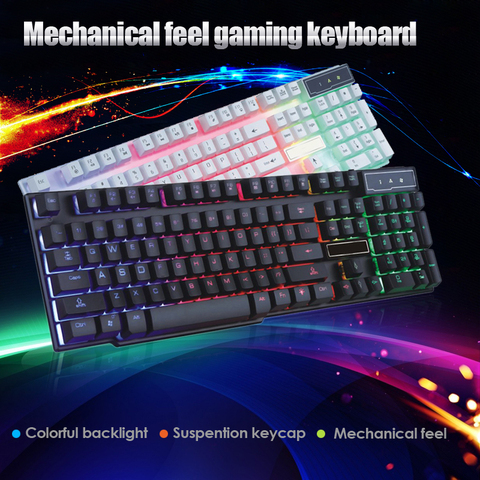 Teclado con cable para videojuegos, sensación mecánica, RGB, mezcla de colores del arco iris, retroiluminado, ordenador, portátil, regalos ► Foto 1/6