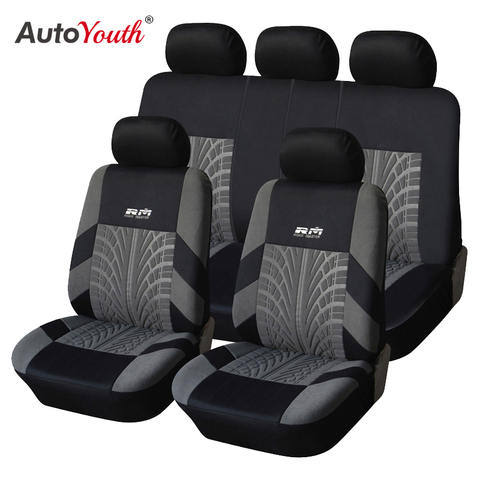 AUTOYOUTH-gran oferta, 9 Uds. Y 4 Uds. Universal de asiento de coche de cubierta, compatible con la mayoría de los coches con detalle de pista de neumáticos, Protector de asiento de coche con estilo ► Foto 1/6