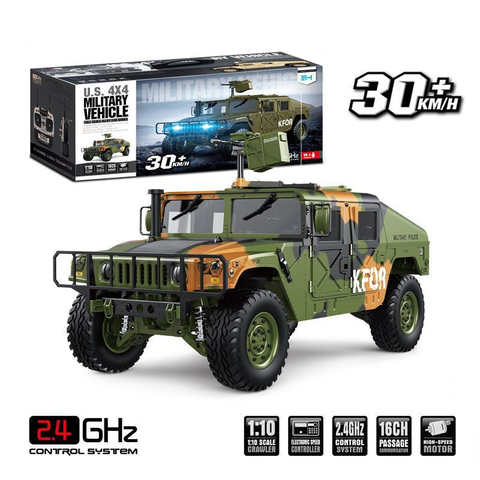 JTY juguetes 1:10 Hummer RC 4X4 vehículo militar de 30 km/h Metal sistema impermeable camión de Control remoto cochecito Crawler Coche ► Foto 1/6