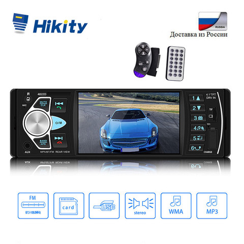 Hikity 4022D 1 Din coche Radio Auto Audio estéreo autoradio Bluetooth soporte de cámara trasera USB volante Control remoto ► Foto 1/6
