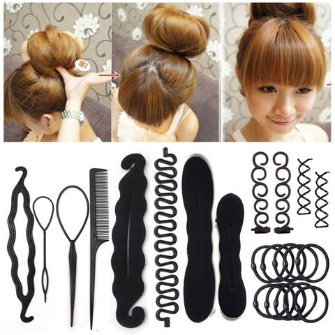 Accesorios para hacer trenzas de Donut, herramientas de estilismo para el cabello, accesorios para hacer trenzas para mujeres y niñas, horquilla de pelo ondulada, horquillas de tirar de disco, varios estilos ► Foto 1/6