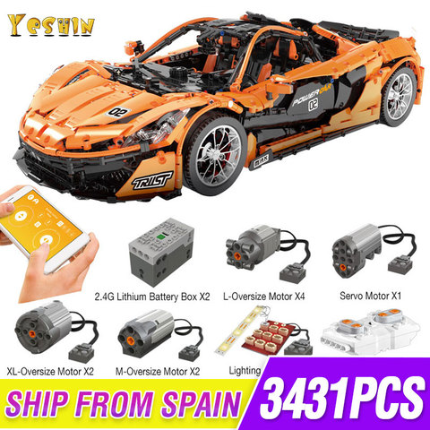 Mould King-coche de carreras McLaren P1 motorizado, aplicación RC, supercoche eléctrico, Juguetes de bloques de construcción, 13090, 20087 ► Foto 1/6