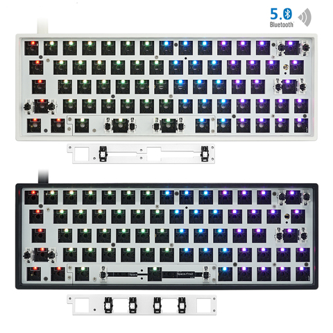 Gk64xs gk64x gk64, cable bluetooth intercambiable, inalámbrico, modo dual, Teclado mecánico personalizado, interruptor rgb, leds, tipo c, tiene software ► Foto 1/6