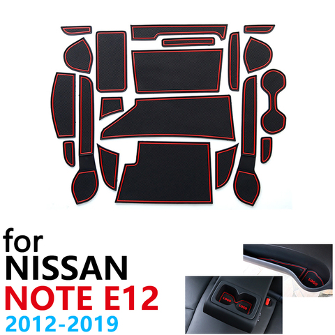 Antideslizante de caucho taza cojín esteras con surcos para puerta para Nissan nota E12 2012 ~ 2022 pegatinas de coche para teléfono viceversa 2022 ► Foto 1/6