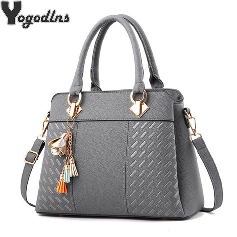 Bolso de piel sintética con borlas para mujer, bandolera con borlas y Asa superior, estilo sencillo ► Foto 1/6