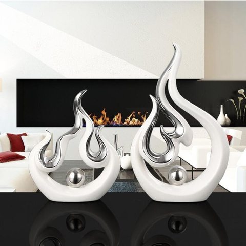 Accesorios de cerámica con forma de fuego blanco para decoración de muebles, figuras para mesa, artesanías ► Foto 1/6