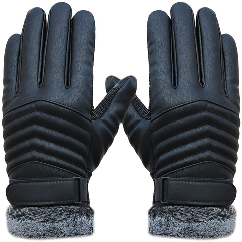 Guantes de terciopelo para hombre, mitones guante con pantalla táctil, engrosamiento, senderismo, montar al aire libre, antideslizantes, de cuero, otoño e invierno, nuevos ► Foto 1/6