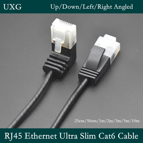 90 grado Ethernet Ultra Slim Cat6 Cable RJ45 ángulo recto Cable de red Cable de conexión Cable de Cat6a Cables Lan de la caja de TV portátil Router ► Foto 1/6