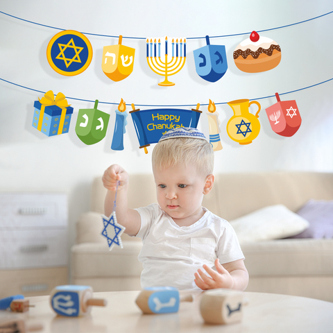 Feliz Hanukkah fiesta decoraciones pared colgante banderines Chanukah fiesta favores Hanukkah fiesta suministros ► Foto 1/5