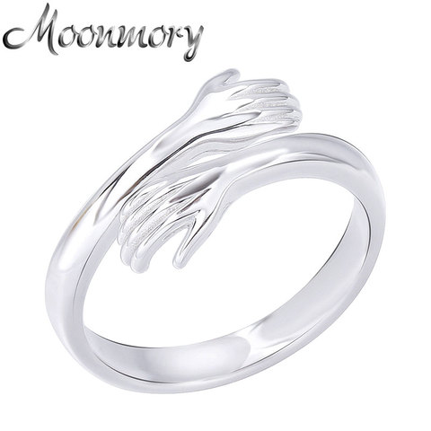 Moonmory-anillo ajustable de mano encantadora para mujer, de Plata de Ley 925 auténtica, anillo ajustable abierto con Cruz, joyería de otoño 2022 ► Foto 1/5