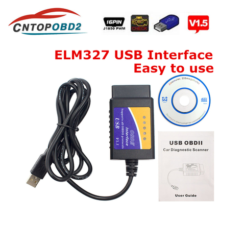 Herramienta de diagnóstico de coche, escáner automático OBD2 ELM327, USB V1.5, ELM 327, WIFI V1.5, compatible con OBDII, todos los protocolos, lector de código para Windows ► Foto 1/6