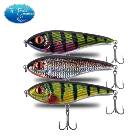 120mm 49g nuevos colores 001 a 029 lento hundimiento Muskie Pike Jerk bait cebo duro pesca señuelo con fortalecer los anzuelos triples ► Foto 1/3