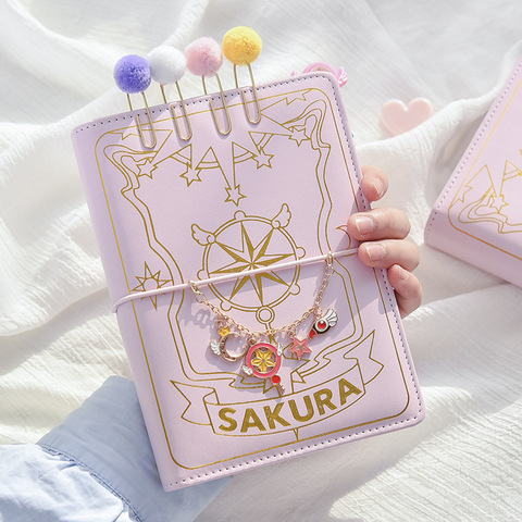 Agenda de hojas sueltas de Anime Sakura, 6 archivador con agujeros en espiral, planificador, juego de papelería, color rosa ► Foto 1/6