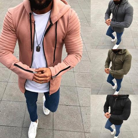 Primavera otoño Jersey nuevo de los hombres sudaderas con capucha sólido jerseys Slim sudaderas con capucha de los hombres abrigo hombre Casual ropa deportiva Streetwear ► Foto 1/5