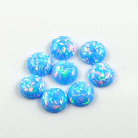 Lab Creed-Cuentas de cabujón de ópalo blanco, piedra preciosa de forma redonda de Fuego Azul, para fabricación de pendientes de anillo a la moda ► Foto 1/6