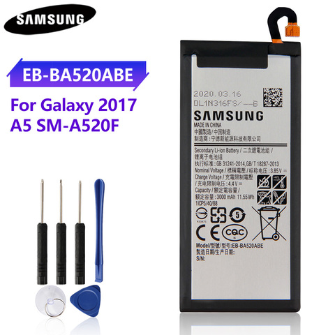 EB-BA520ABE de batería 100% Original para Samsung GALAXY A5, 2017, A520F, SM-A520F, batería de teléfono de repuesto de 2017 mAh, versión 3000 ► Foto 1/6
