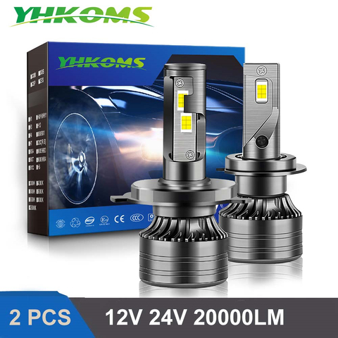 YHKOMS 80W 20000LM Canbus H4 H7 LED H1 H8 H9 H11 9005 9006 Auto 9012 de la linterna del coche accesorios de coche lámpara de niebla 6000K 12V 24V ► Foto 1/6