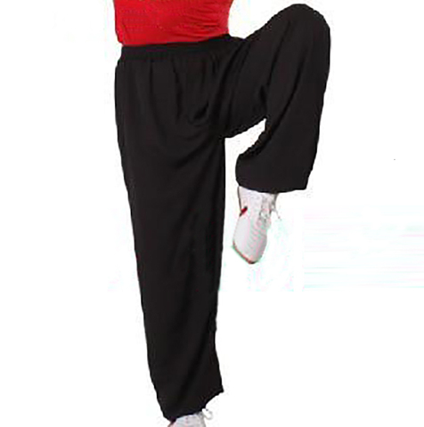 Pantalones de entrenamiento de Tai Chi para hombre y mujer, pantalón de algodón negro para artes marciales, Taekwondo, kárate, yudo, kungfú chino, 95cm-185cm ► Foto 1/6