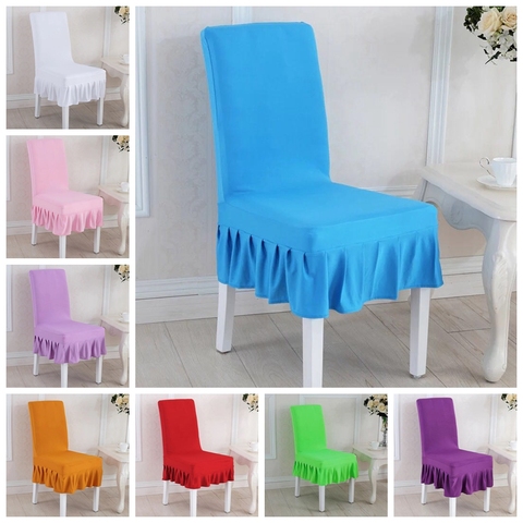 Funda para silla de boda falda de LICRA cubierta para sillas del hogar, Hotel, comedor, funda de silla para fiesta, 16 colores ► Foto 1/6
