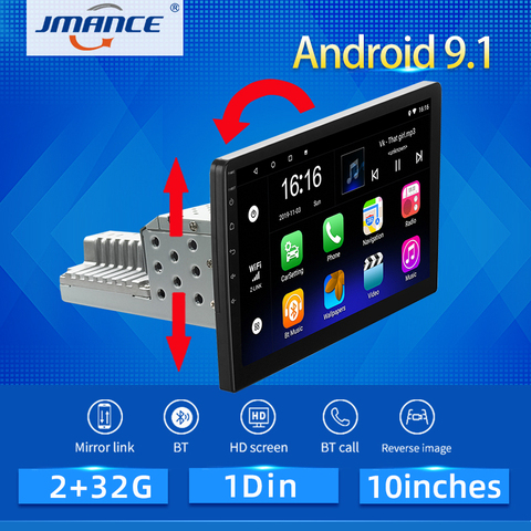 JMANCE-Radio estéreo GPS y reproductor multimedia para coche, dispositivo 2G, se pueden añadir 32G, con Android 9,1, para Volkswagen Nissan Kia Toyota Skoda, 1 din, 10