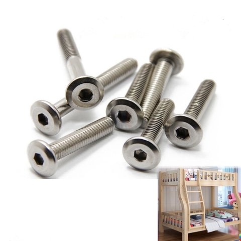 Tornillos de cabeza plana de acero inoxidable 10/5, Perno de muebles de cabeza plana con cabeza hexagonal, M6 M8 *(12/16/20/25/30/35), 304 Uds. ► Foto 1/6