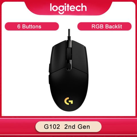 Logitech G102 LIGHTSYNC 2nd Gen de ratón de Juego 6 botones 8000 DPI juegos por cable ratón RGB retroiluminado de juegos para PC ► Foto 1/6