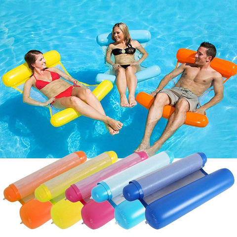 Hamaca de agua flotante plegable tumbona flotador, juguetes flotantes, silla de cama inflable, piscina, cama inflable ► Foto 1/6