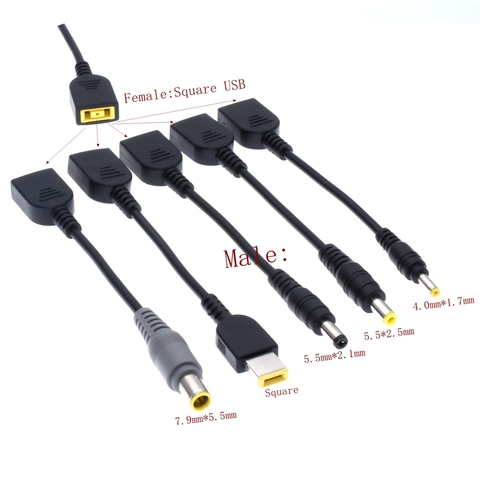 Conversor adaptador de corriente continua, Cable conector USB cuadrado hembra a 7,9x5,5mm, 5,5x2,5mm, 1,7mm x 4,0, macho, 5,5x2,1mm ► Foto 1/6