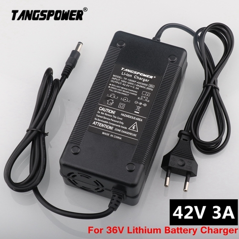 Cargador de batería de litio de 42V y 3A, para paquete de batería de iones de litio de 10S y 36V, Conector de cargador de bicicleta eléctrica, DC/XLR/RCA/GX16 ► Foto 1/6