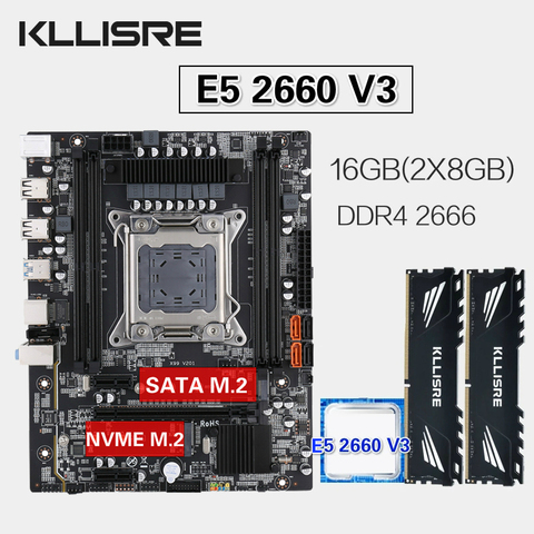 Kllisre X99 placa base de Xeon E5 2660 V3 LGA2011-3 CPU 2 uds X 8GB = 16GB 2666MHz DDR4 de memoria ► Foto 1/6