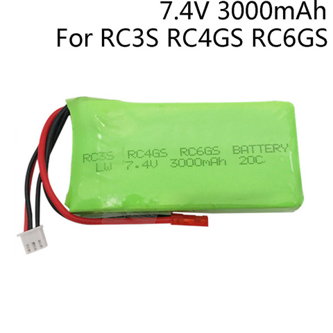 7,4 V 3000mah 2S 20C Lipo batería conector JST para radioenlace RC3S RC4GS RC6GS transmisor de polímero Li-polímero 7,4 mAh 3000 v batería lipo 1 Uds ► Foto 1/6