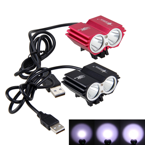 Luz de bicicleta USB a prueba de agua 8000LM 2 X T6 LED faro delantero de bicicleta lámparas duales para ciclismo sin batería ► Foto 1/6