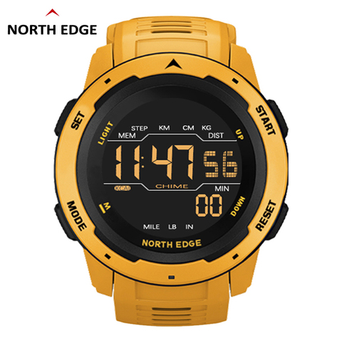 NORTH EDGE-reloj Digital para hombre, cronógrafo deportivo, doble horario, podómetro, alarma, resistente al agua, 50M, Militar ► Foto 1/6