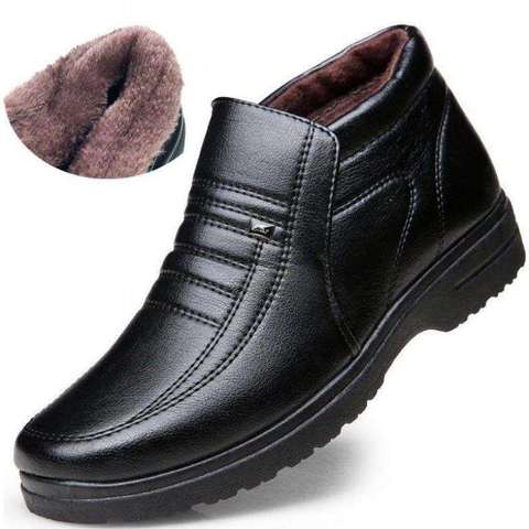 Zapatos de cuero informales impermeables de invierno para hombre, zapatos casuales de goma para invierno para Hombre ► Foto 1/4