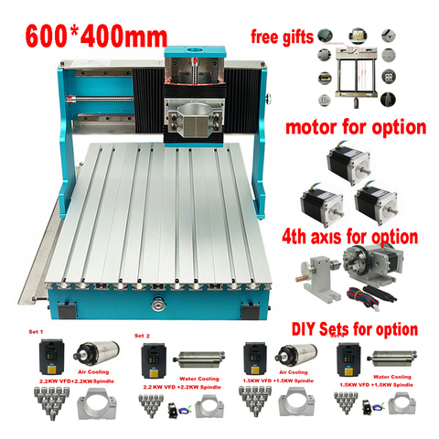 Enrutador CNC de aluminio con marco de metal, kit de máquina de grabado de guía lineal, eje rotativo, motor Nema23, 1,5 kW, 2,2 kW, husillo VFD, novedad de 6040 ► Foto 1/1